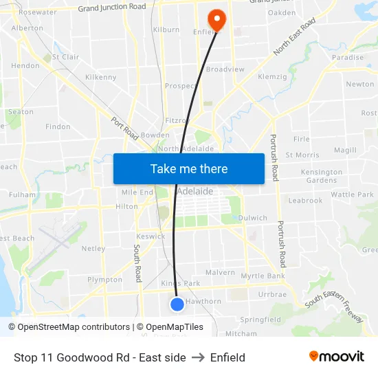 Stop 11 Goodwood Rd - East side to Enfield map