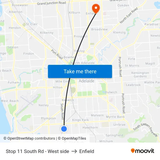 Stop 11 South Rd - West side to Enfield map