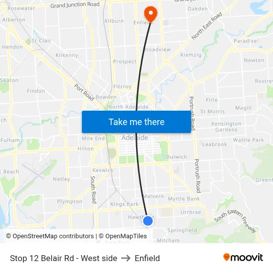 Stop 12 Belair Rd - West side to Enfield map