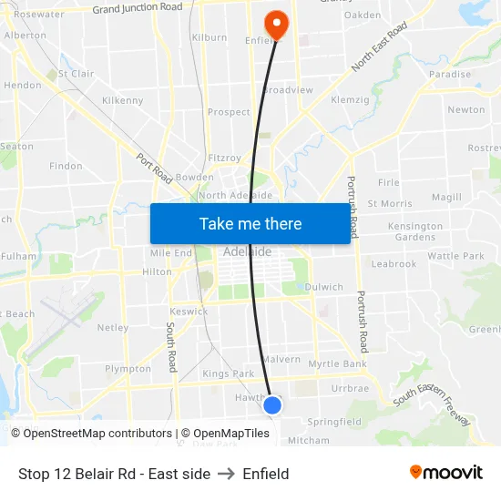 Stop 12 Belair Rd - East side to Enfield map