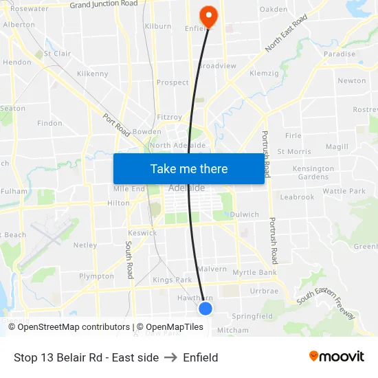 Stop 13 Belair Rd - East side to Enfield map