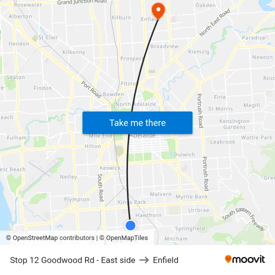 Stop 12 Goodwood Rd - East side to Enfield map