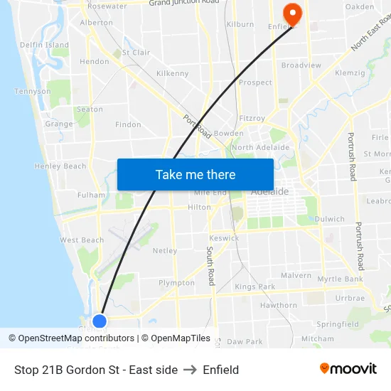 Stop 21B Gordon St - East side to Enfield map