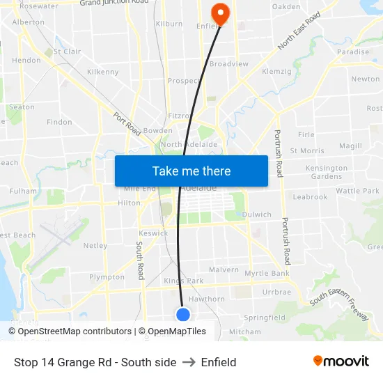 Stop 14 Grange Rd - South side to Enfield map