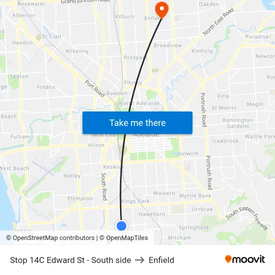Stop 14C Edward St - South side to Enfield map
