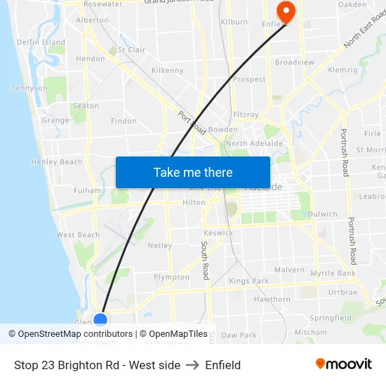 Stop 23 Brighton Rd - West side to Enfield map