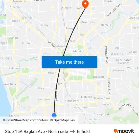 Stop 15A Raglan Ave - North side to Enfield map