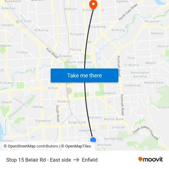 Stop 15 Belair Rd - East side to Enfield map