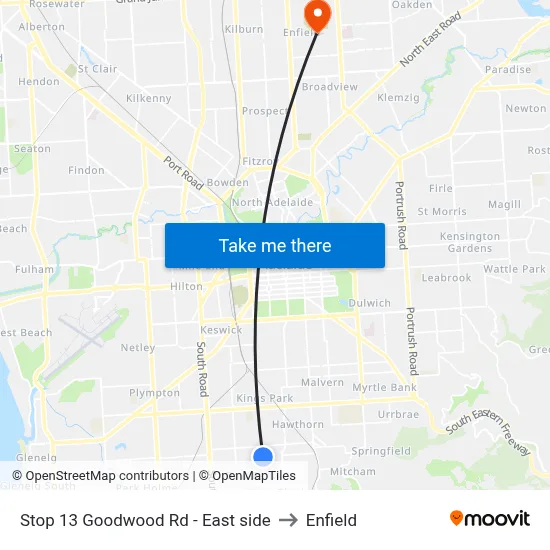 Stop 13 Goodwood Rd - East side to Enfield map