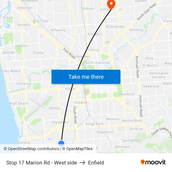 Stop 17 Marion Rd - West side to Enfield map