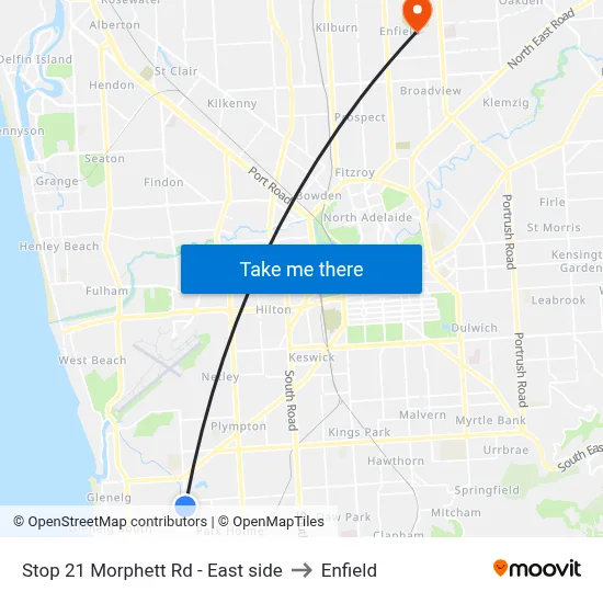 Stop 21 Morphett Rd - East side to Enfield map