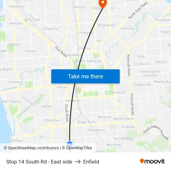 Stop 14 South Rd - East side to Enfield map