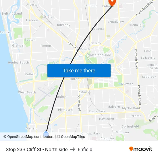 Stop 23B Cliff St - North side to Enfield map
