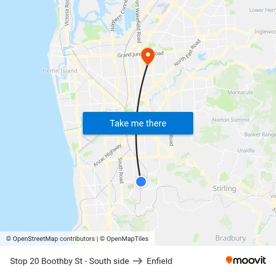 Stop 20 Boothby St - South side to Enfield map