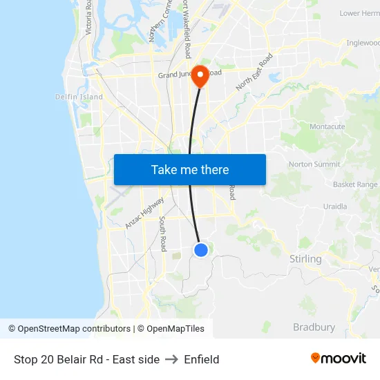 Stop 20 Belair Rd - East side to Enfield map