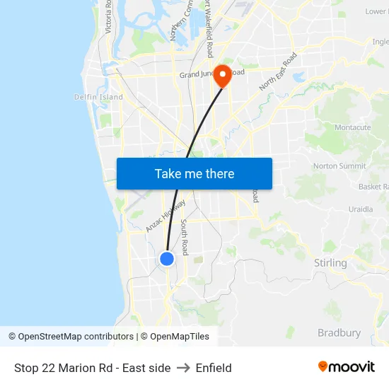 Stop 22 Marion Rd - East side to Enfield map