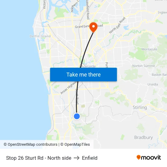 Stop 26 Sturt Rd - North side to Enfield map