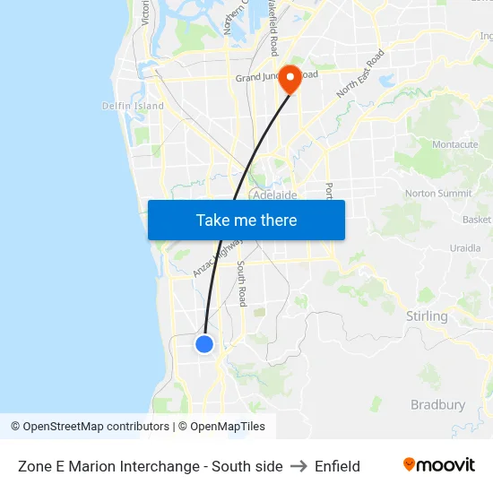 Zone E Marion Interchange - South side to Enfield map