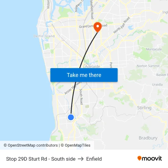 Stop 29D Sturt Rd - South side to Enfield map