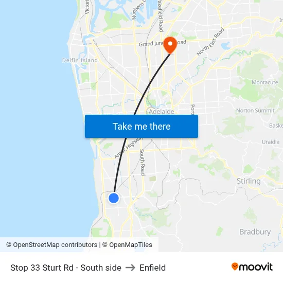 Stop 33 Sturt Rd - South side to Enfield map