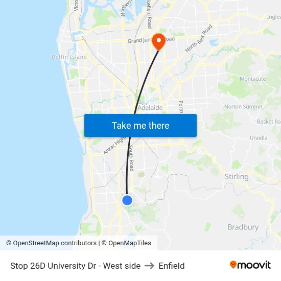Stop 26D University Dr - West side to Enfield map