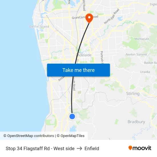 Stop 34 Flagstaff Rd - West side to Enfield map