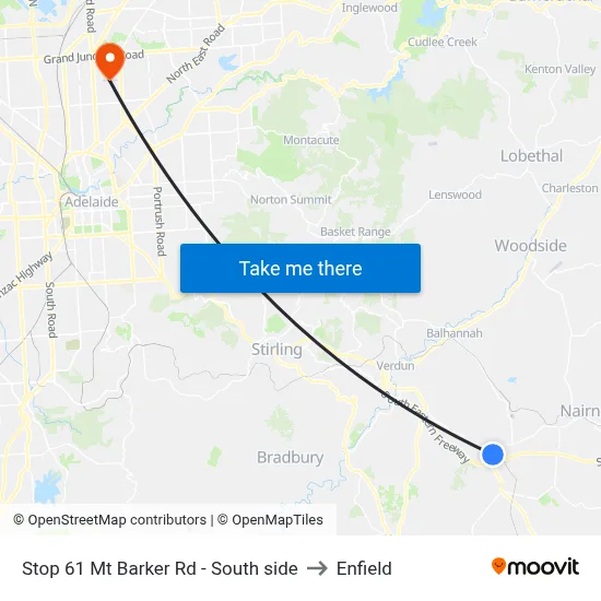 Stop 61 Mt Barker Rd - South side to Enfield map