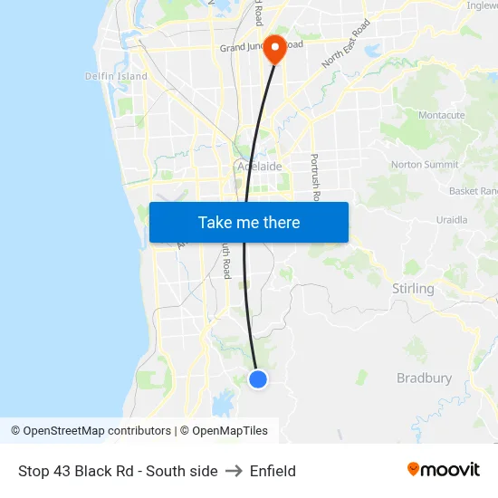 Stop 43 Black Rd - South side to Enfield map