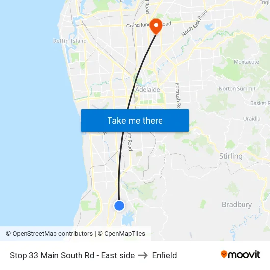 Stop 33 Main South Rd - East side to Enfield map