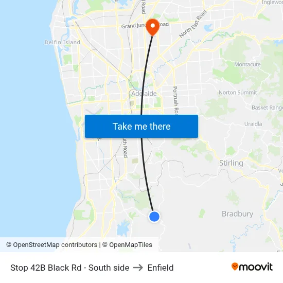 Stop 42B Black Rd - South side to Enfield map