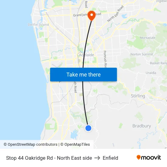 Stop 44 Oakridge Rd - North East side to Enfield map