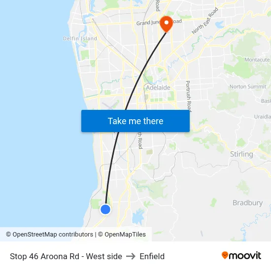 Stop 46 Aroona Rd - West side to Enfield map