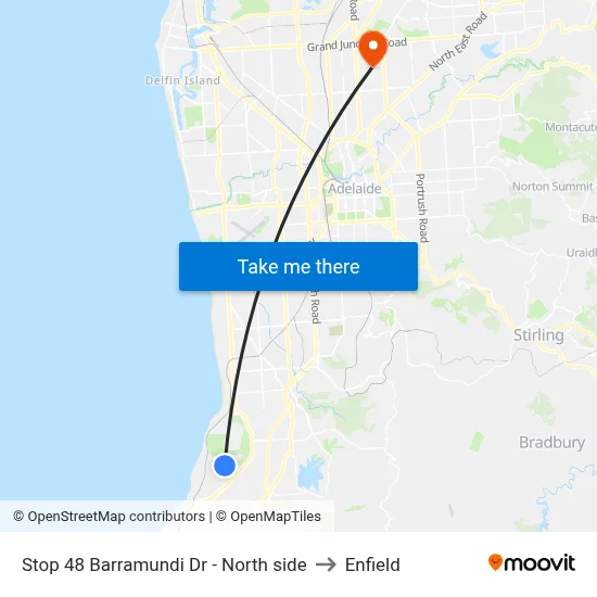 Stop 48 Barramundi Dr - North side to Enfield map