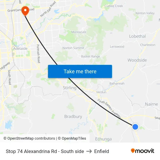 Stop 74 Alexandrina Rd - South side to Enfield map