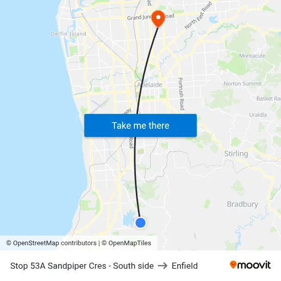 Stop 53A Sandpiper Cres - South side to Enfield map
