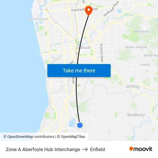 Zone A Aberfoyle Hub Interchange to Enfield map