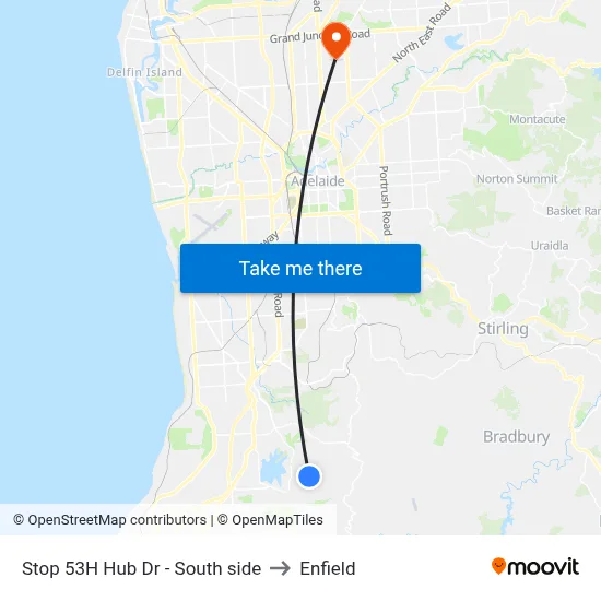 Stop 53H Hub Dr - South side to Enfield map