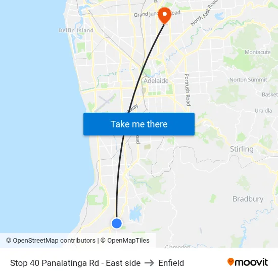 Stop 40 Panalatinga Rd - East side to Enfield map