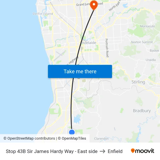 Stop 43B Sir James Hardy Way - East side to Enfield map