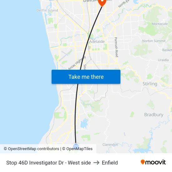 Stop 46D Investigator Dr - West side to Enfield map