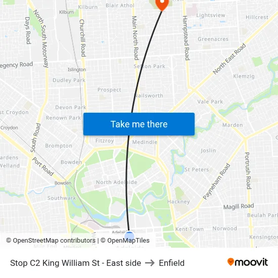 Stop C2 King William St - East side to Enfield map