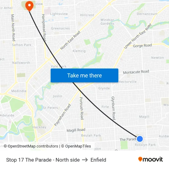 Stop 17 The Parade - North side to Enfield map