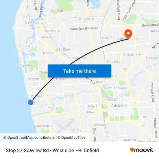 Stop 27 Seaview Rd - West side to Enfield map