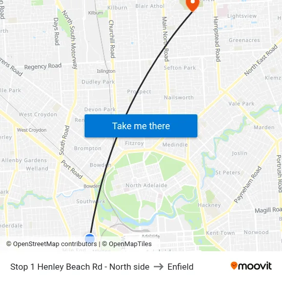 Stop 1 Henley Beach Rd - North side to Enfield map