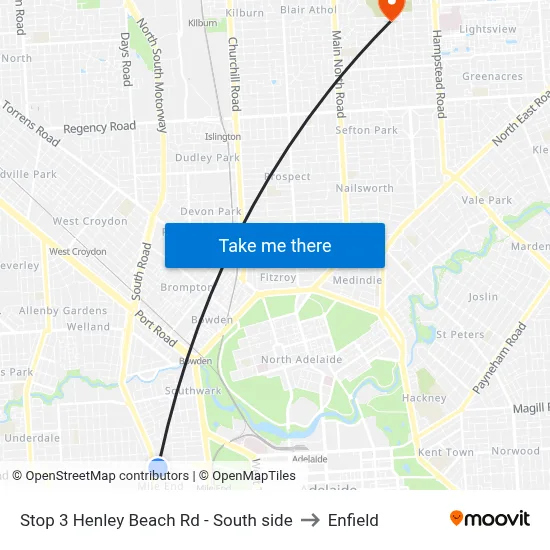 Stop 3 Henley Beach Rd - South side to Enfield map