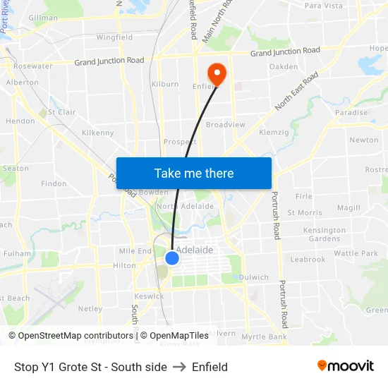 Stop Y1 Grote St - South side to Enfield map