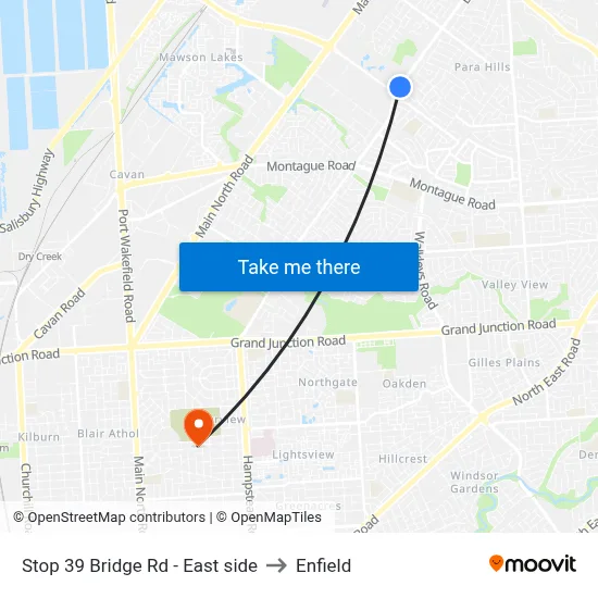 Stop 39 Bridge Rd - East side to Enfield map