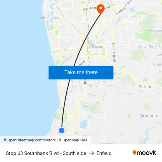 Stop 63 Southbank Blvd - South side to Enfield map
