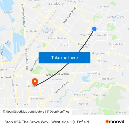 Stop 62A The Grove Way - West side to Enfield map