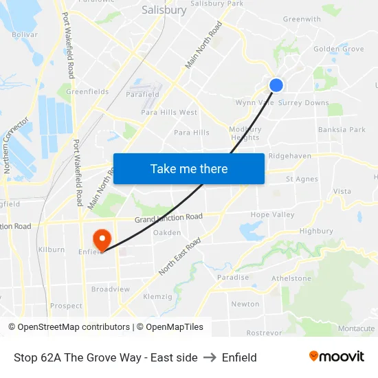 Stop 62A The Grove Way - East side to Enfield map